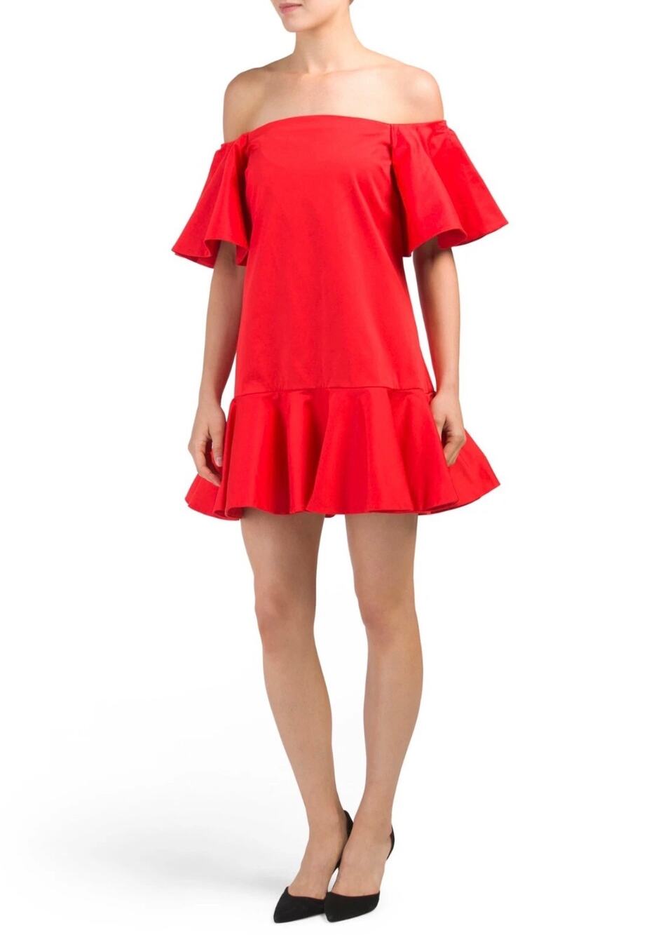 Alexis Aliana Off-The-Shoulder Red Mini Dress Ruffle Sleeves Size Large